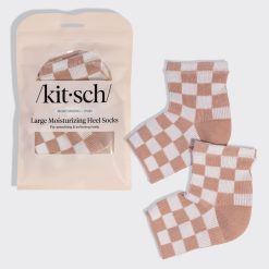 Terracotta Checker Moisturizing Heel Socks - Large